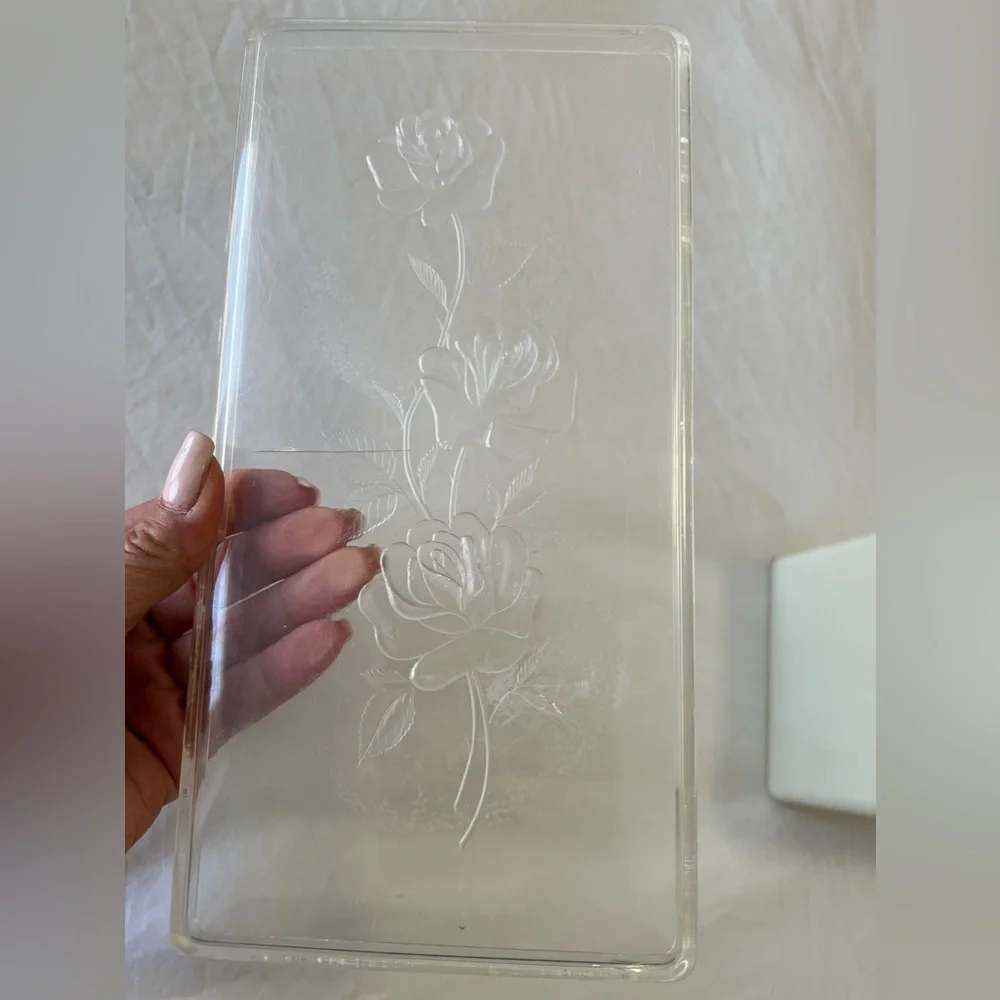 Vintage Wilson Wil-Hold Plastic Storage Box | White Embossed Roses